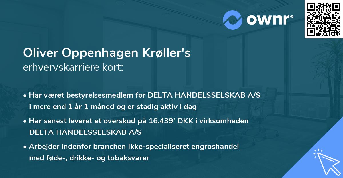 Oliver Oppenhagen Krøller's erhvervskarriere kort