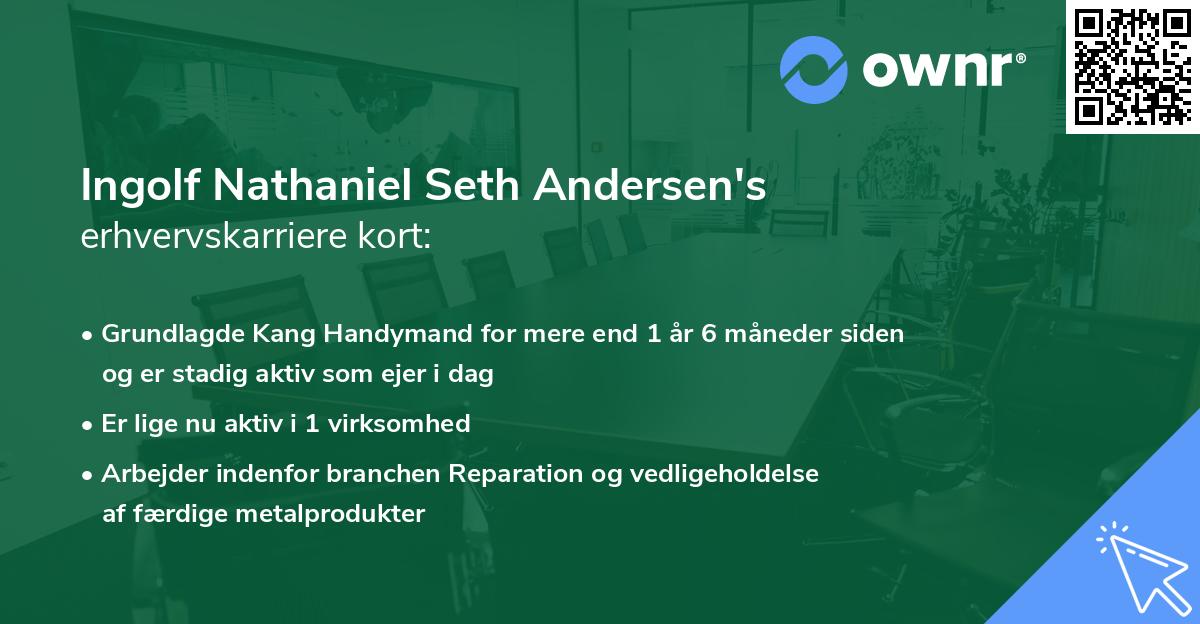 Ingolf Nathaniel Seth Andersen's erhvervskarriere kort