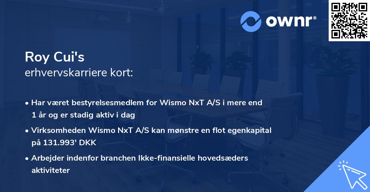 Roy Cui's erhvervskarriere kort