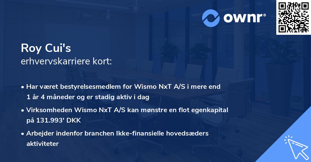 Roy Cui's erhvervskarriere kort