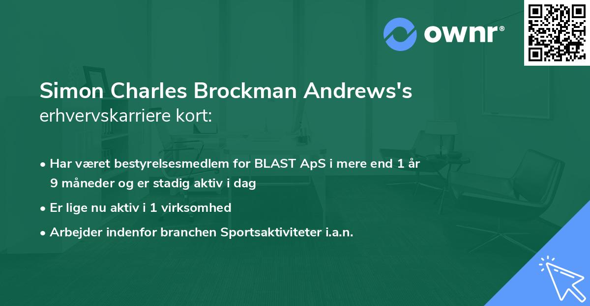 Simon Charles Brockman Andrews's erhvervskarriere kort
