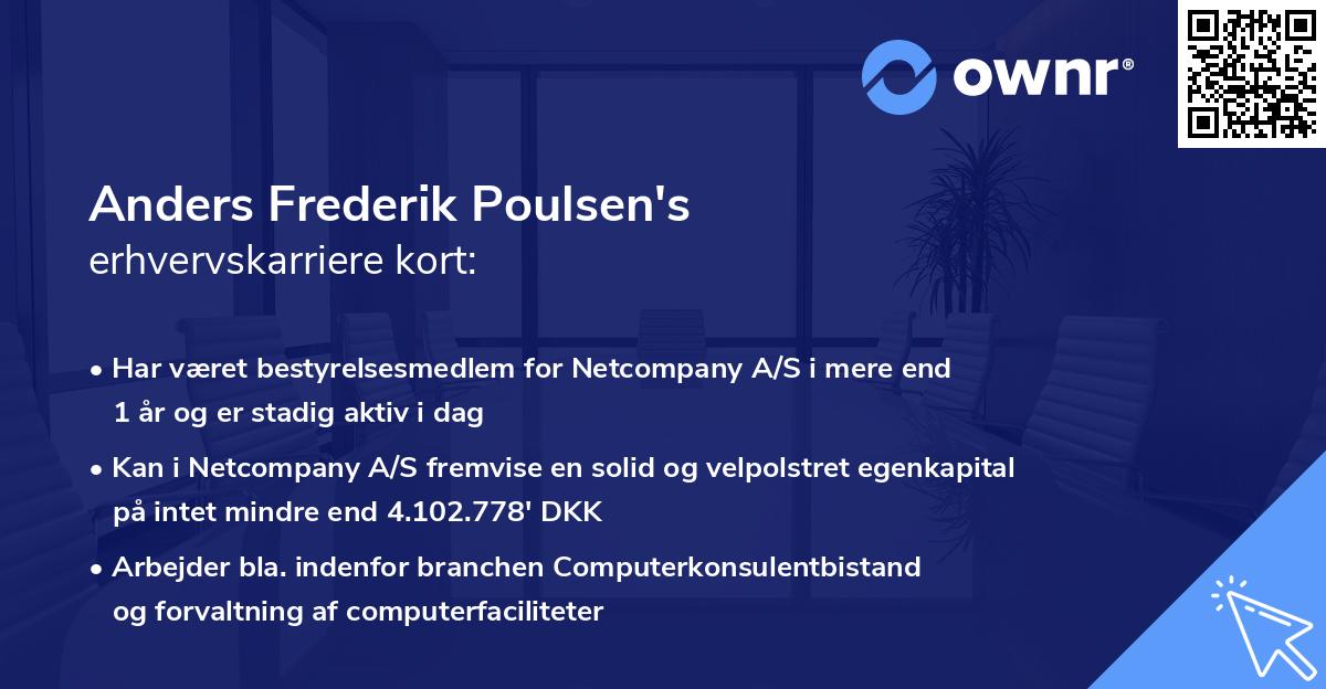 Anders Frederik Poulsen's erhvervskarriere kort