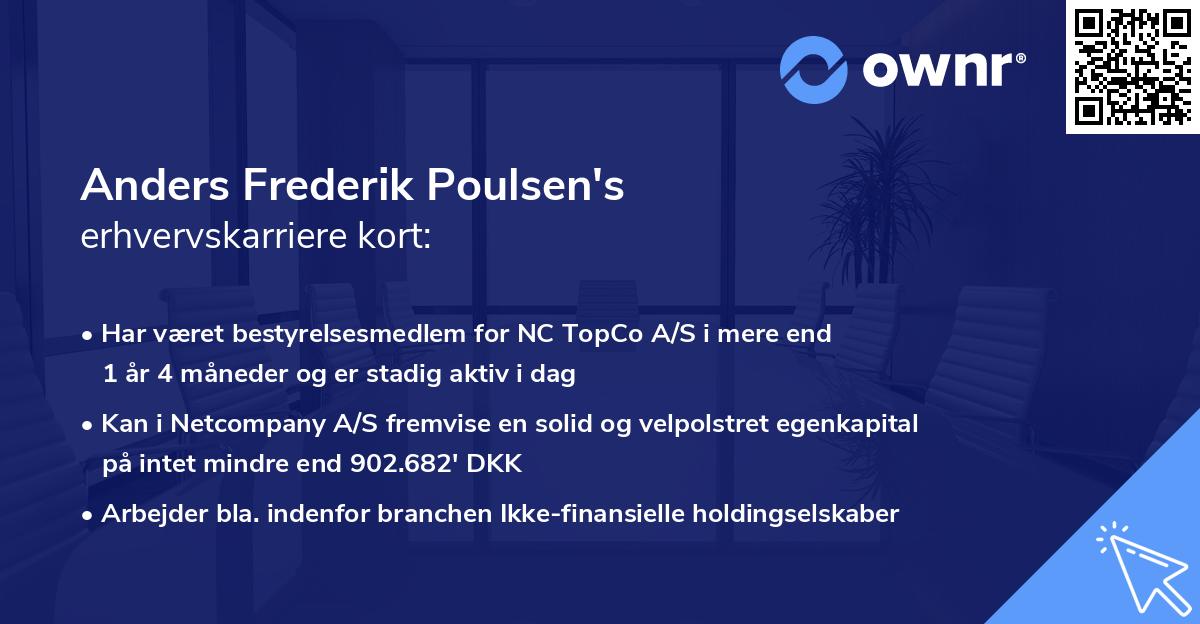 Anders Frederik Poulsen's erhvervskarriere kort