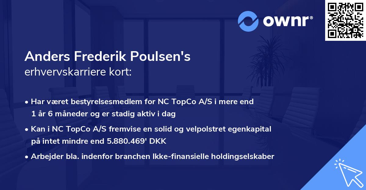 Anders Frederik Poulsen's erhvervskarriere kort