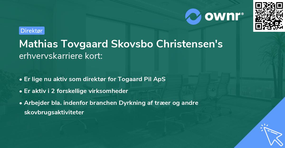 Mathias Tovgaard Skovsbo Christensen's erhvervskarriere kort