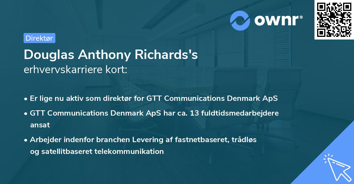 Douglas Anthony Richards's erhvervskarriere kort