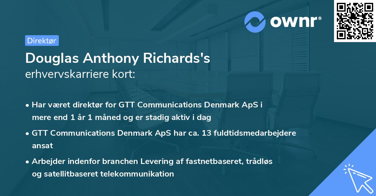 Douglas Anthony Richards's erhvervskarriere kort