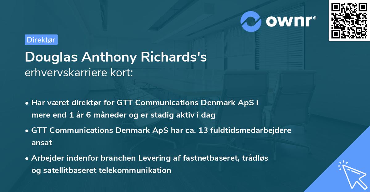 Douglas Anthony Richards's erhvervskarriere kort
