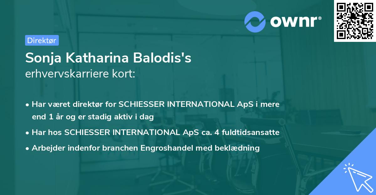 Sonja Katharina Balodis's erhvervskarriere kort