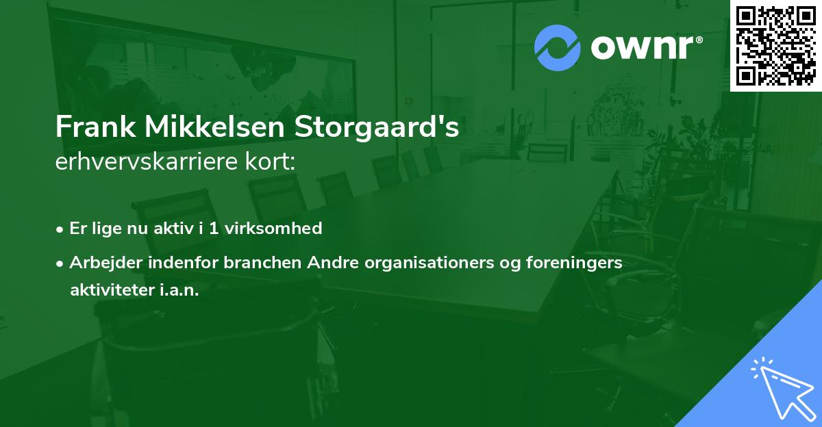 Frank Mikkelsen Storgaard's erhvervskarriere kort
