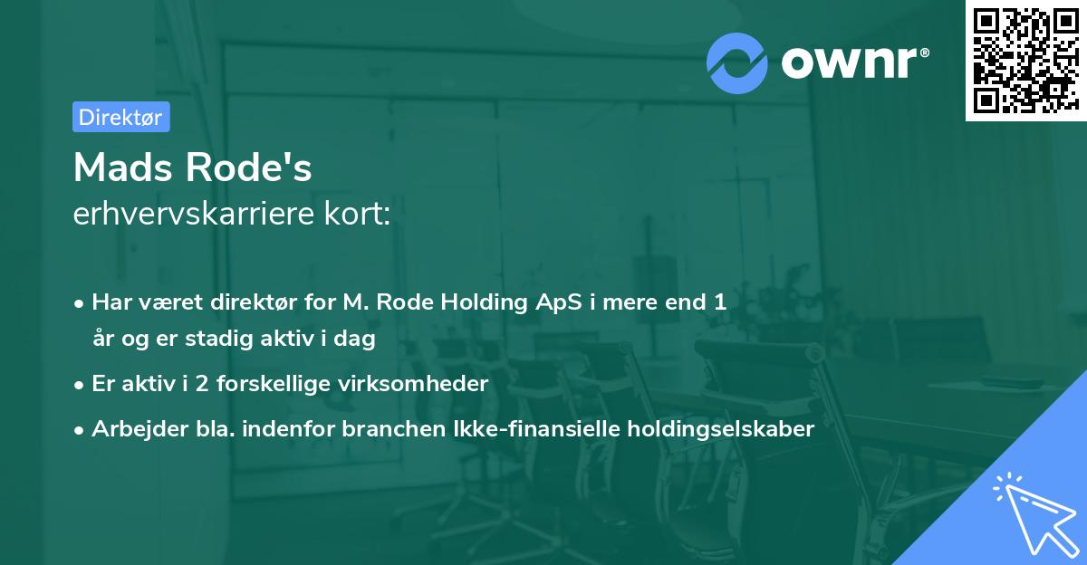 Mads Rode's erhvervskarriere kort