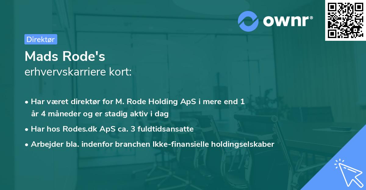 Mads Rode's erhvervskarriere kort