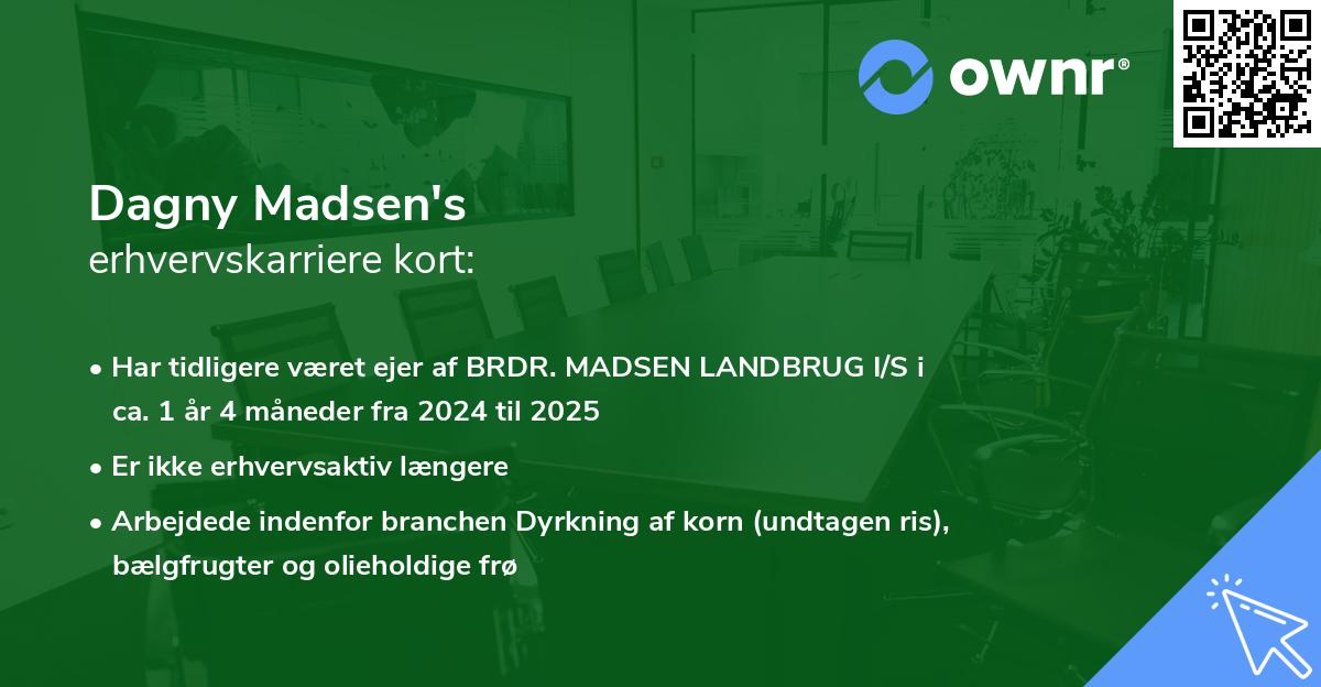 Dagny Madsen's erhvervskarriere kort