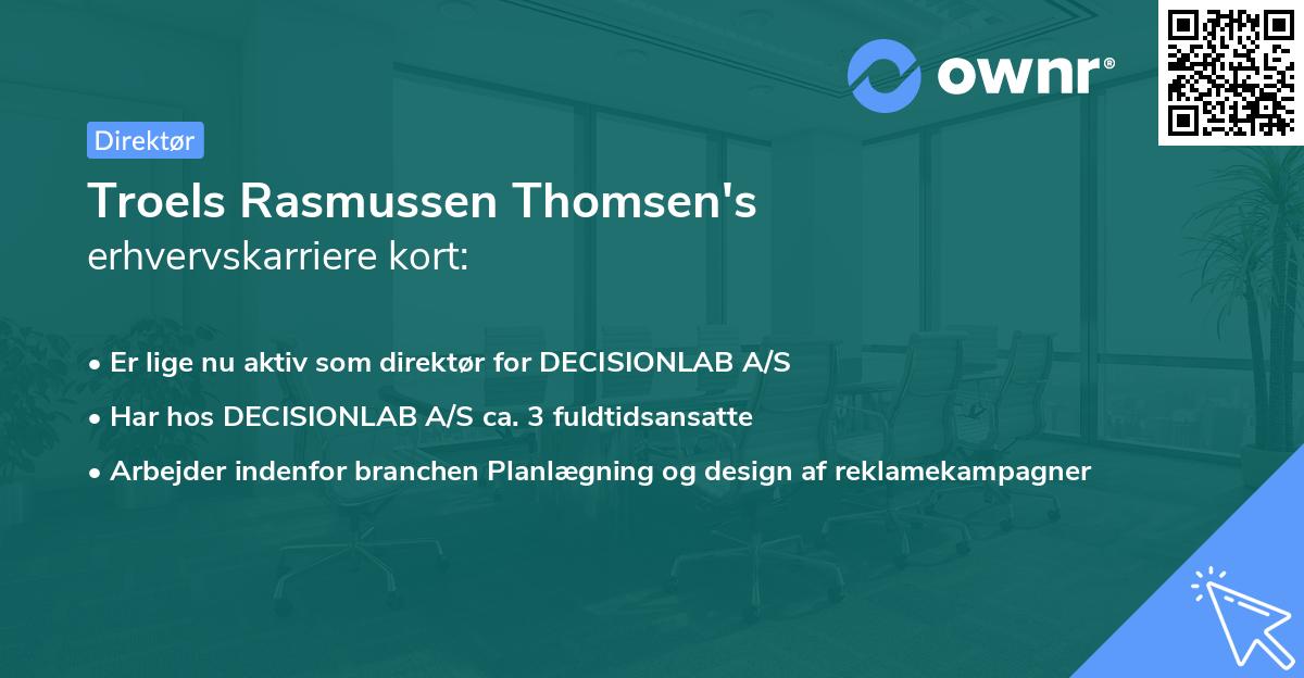 Troels Rasmussen Thomsen's erhvervskarriere kort