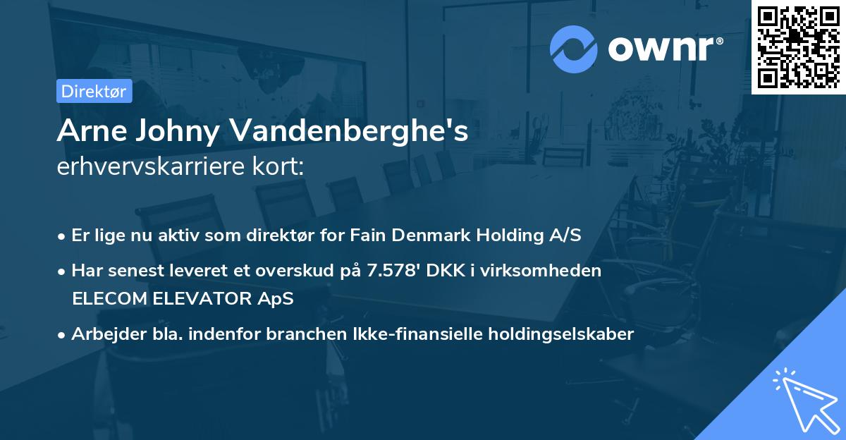 Arne Johny Vandenberghe's erhvervskarriere kort