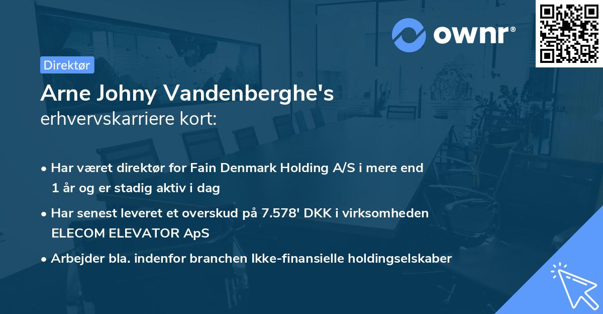 Arne Johny Vandenberghe's erhvervskarriere kort