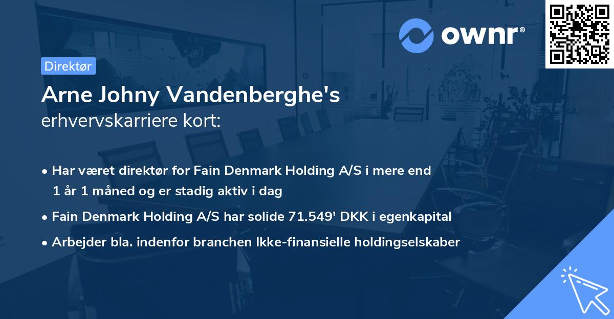 Arne Johny Vandenberghe's erhvervskarriere kort