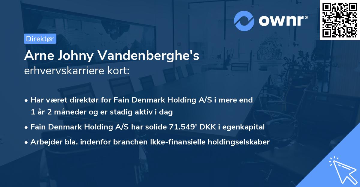 Arne Johny Vandenberghe's erhvervskarriere kort