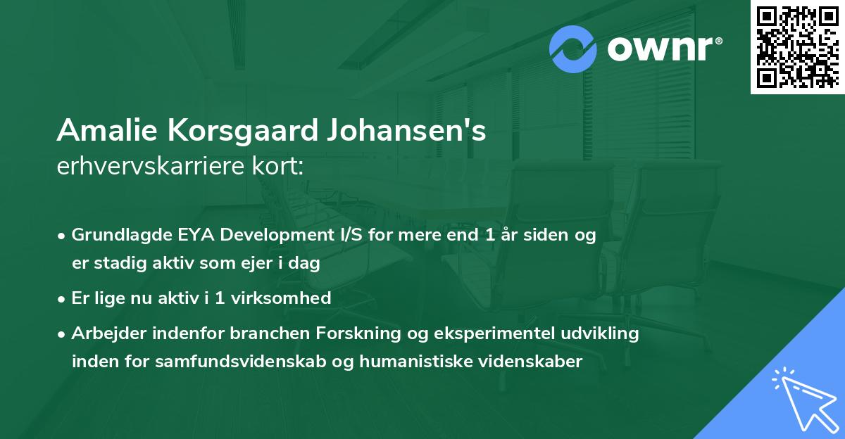 Amalie Korsgaard Johansen's erhvervskarriere kort