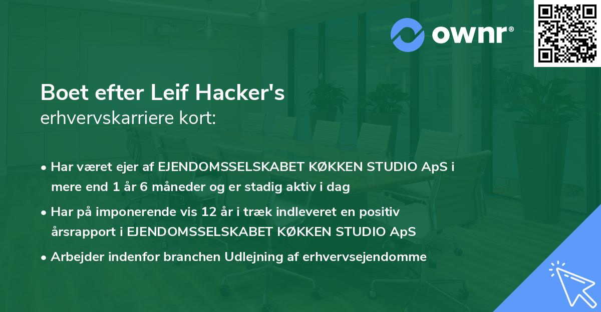 Boet efter Leif Hacker's erhvervskarriere kort