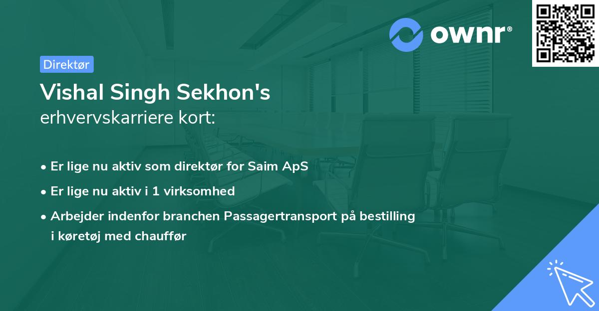 Vishal Singh Sekhon's erhvervskarriere kort