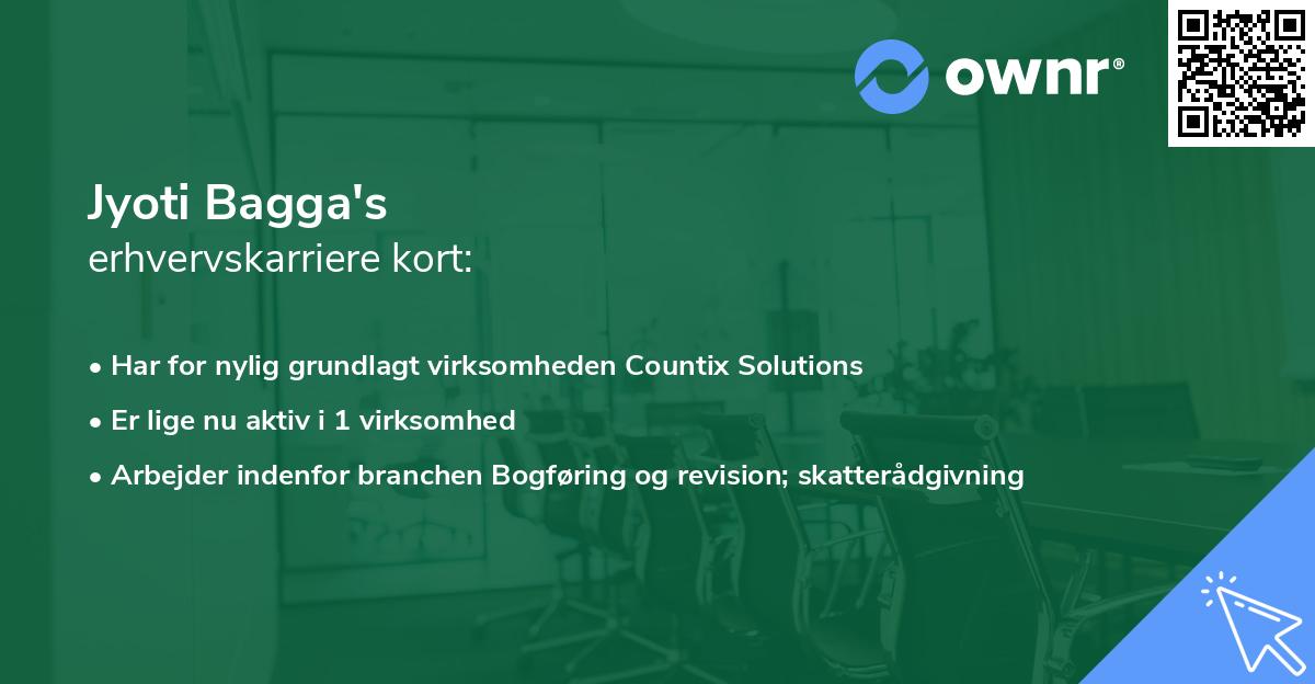 Jyoti Bagga's erhvervskarriere kort