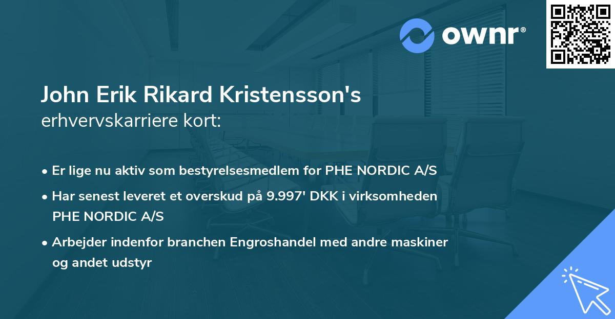 John Erik Rikard Kristensson's erhvervskarriere kort