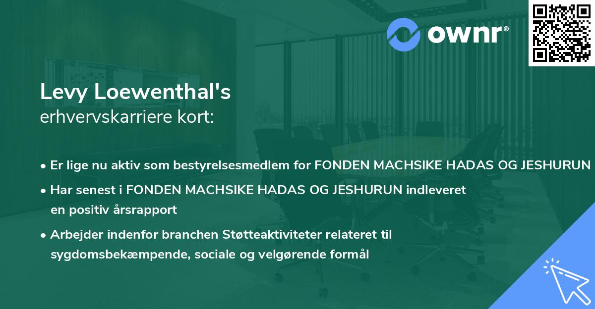 Levy Loewenthal's erhvervskarriere kort