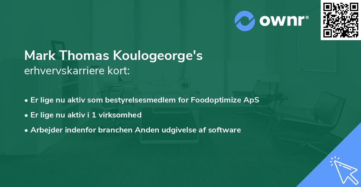 Mark Thomas Koulogeorge's erhvervskarriere kort