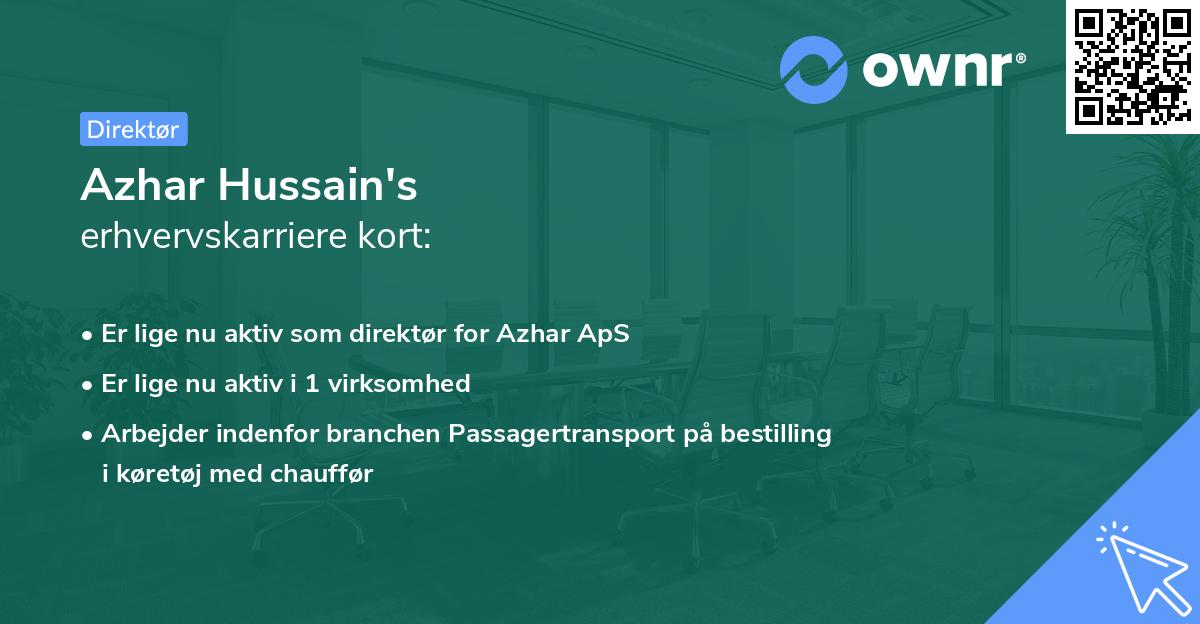 Azhar Hussain's erhvervskarriere kort