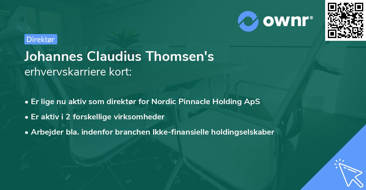 Johannes Claudius Thomsen's erhvervskarriere kort