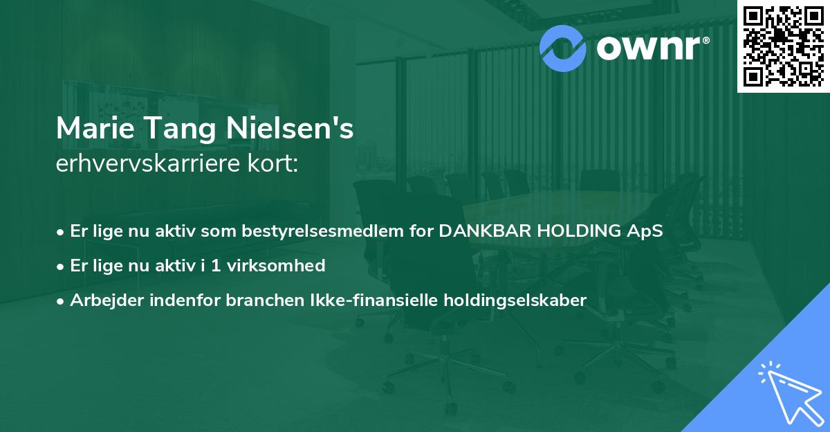 Marie Tang Nielsen's erhvervskarriere kort