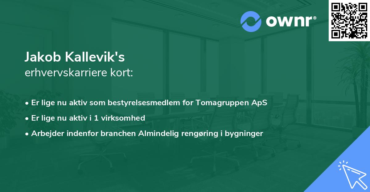 Jakob Kallevik's erhvervskarriere kort