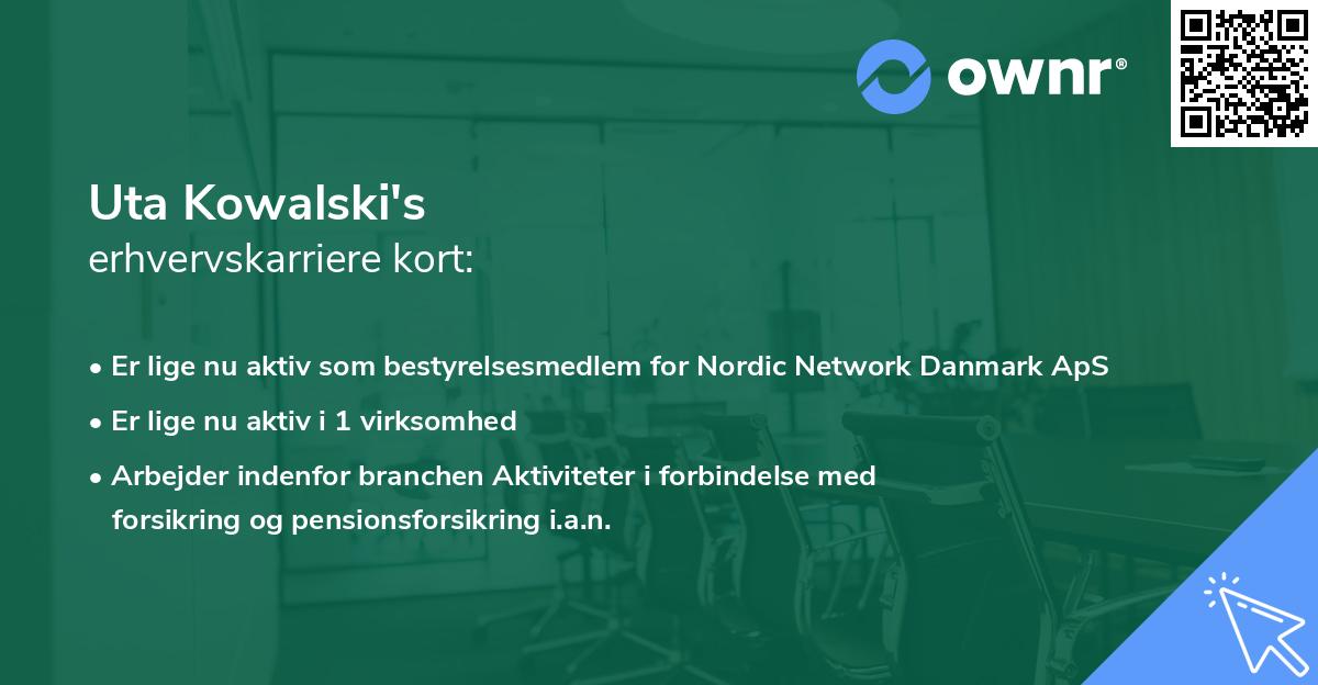 Uta Kowalski's erhvervskarriere kort