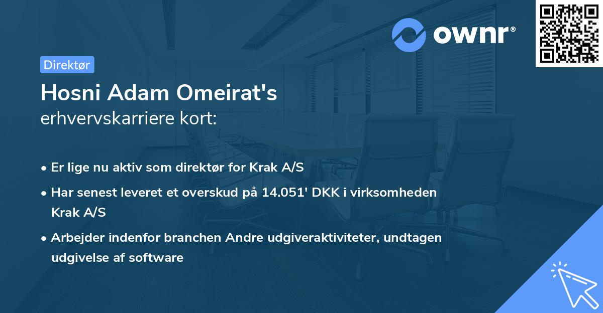 Hosni Adam Omeirat's erhvervskarriere kort