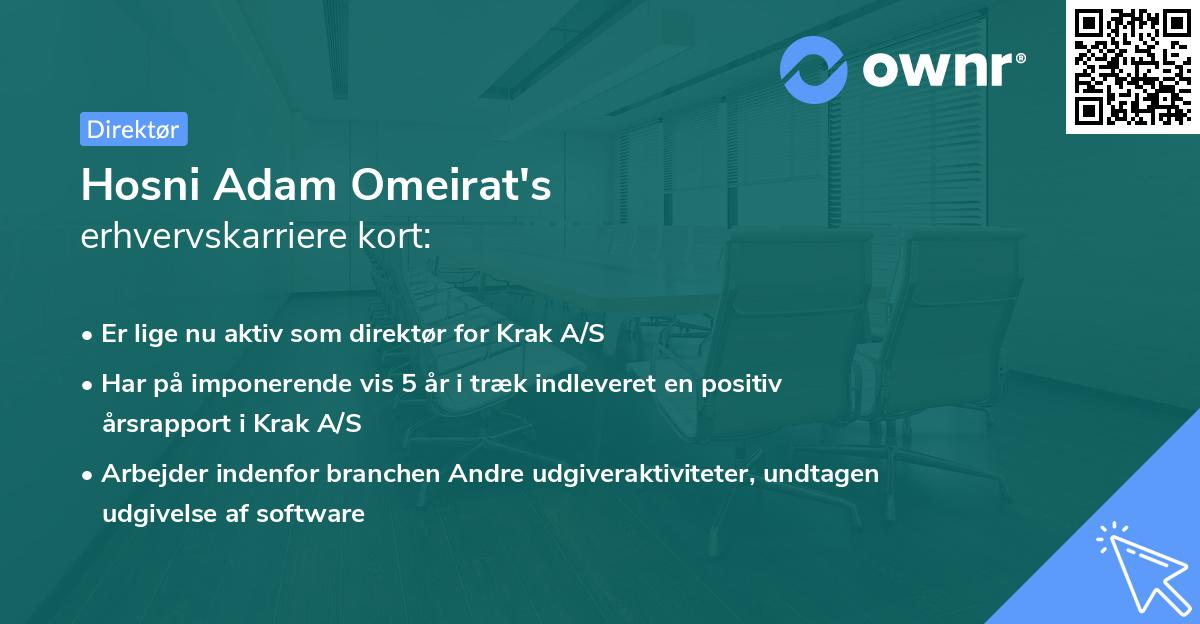 Hosni Adam Omeirat's erhvervskarriere kort