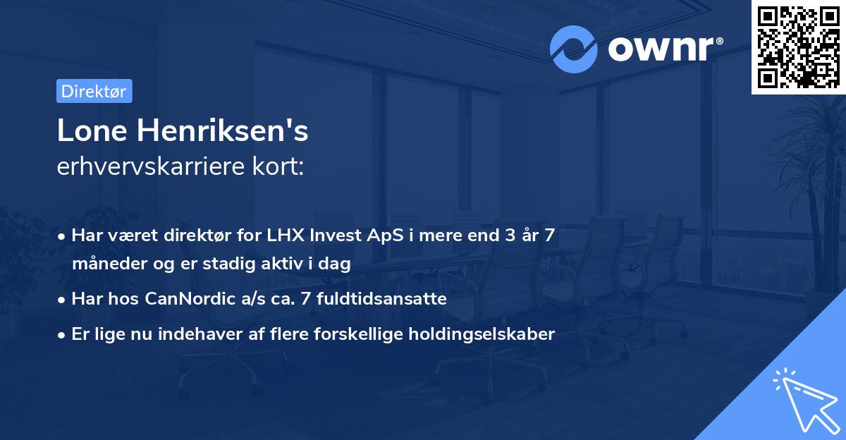 Lone Henriksen's erhvervskarriere kort