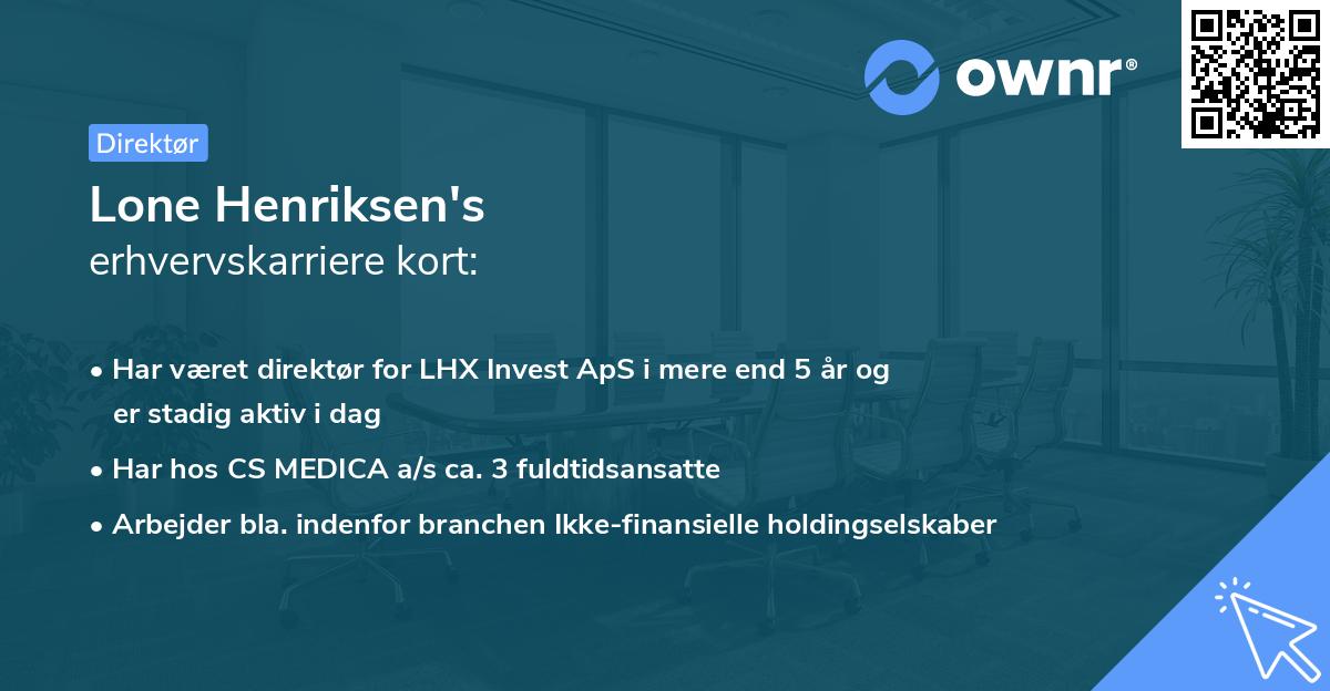 Lone Henriksen's erhvervskarriere kort