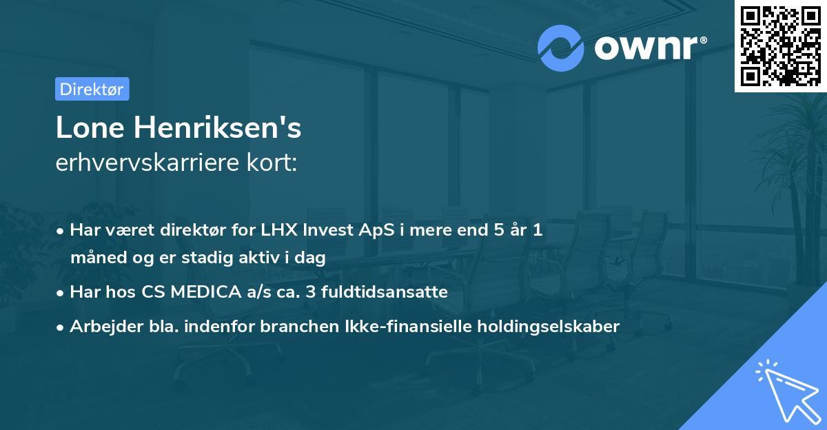 Lone Henriksen's erhvervskarriere kort