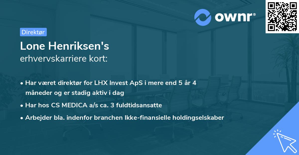 Lone Henriksen's erhvervskarriere kort