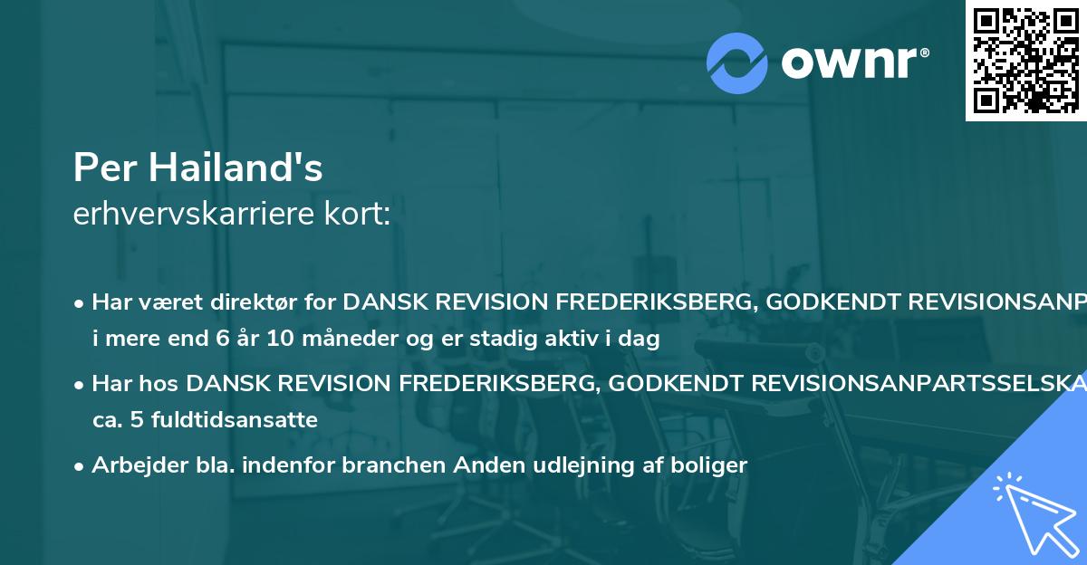 Per Hailand's erhvervskarriere kort
