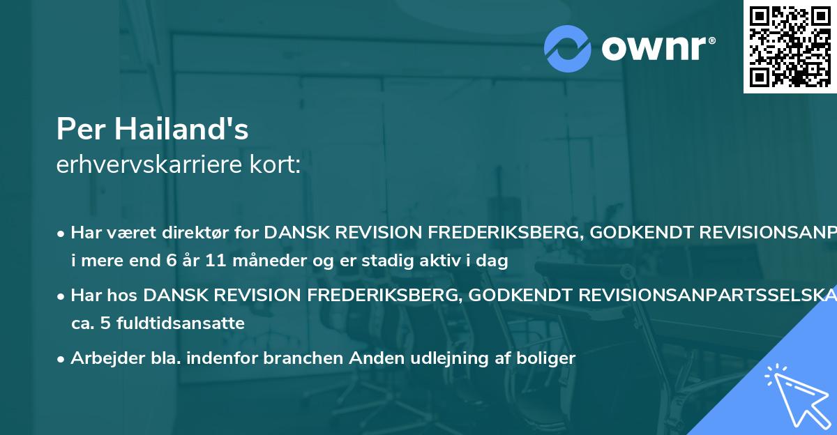 Per Hailand's erhvervskarriere kort