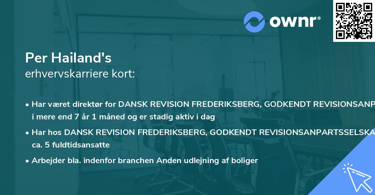 Per Hailand's erhvervskarriere kort