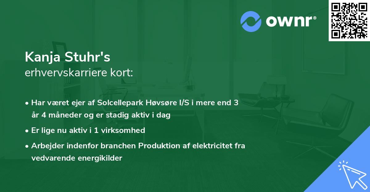 Kanja Stuhr's erhvervskarriere kort