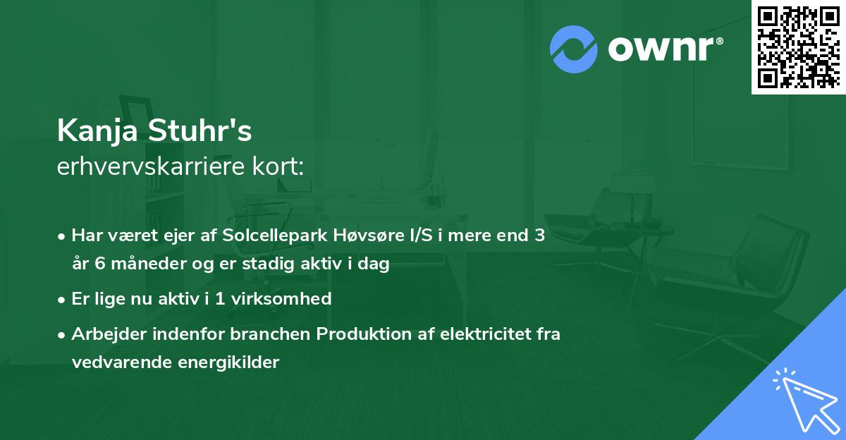 Kanja Stuhr's erhvervskarriere kort