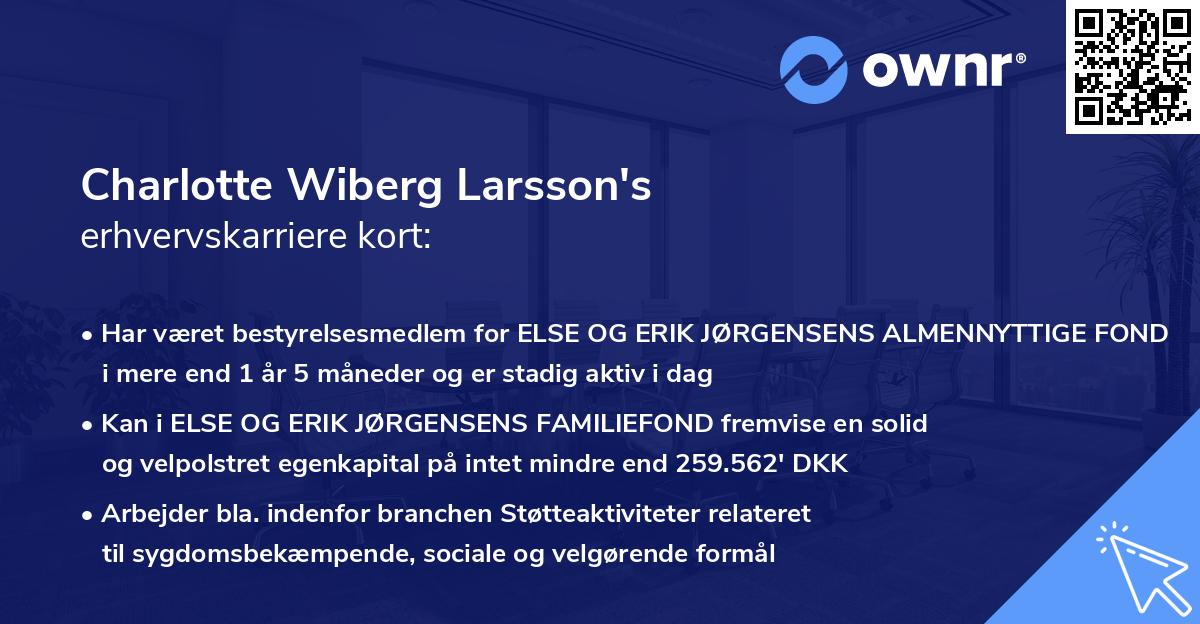 Charlotte Wiberg Larsson's erhvervskarriere kort