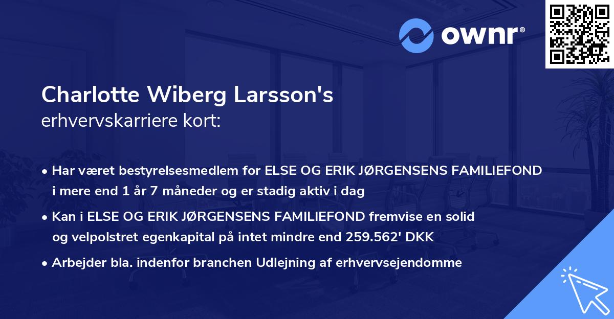 Charlotte Wiberg Larsson's erhvervskarriere kort