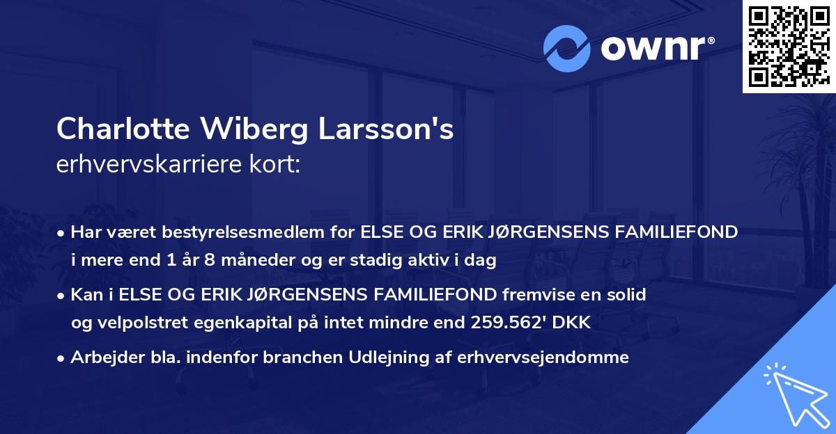 Charlotte Wiberg Larsson's erhvervskarriere kort