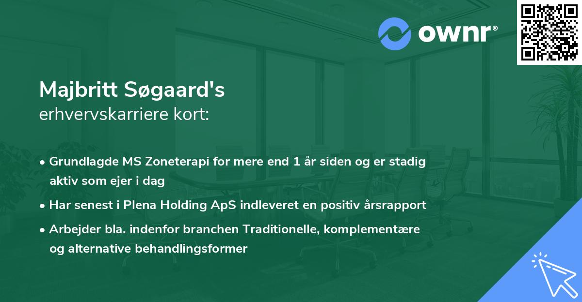 Majbritt Søgaard's erhvervskarriere kort
