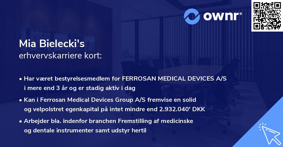 Mia Bielecki's erhvervskarriere kort